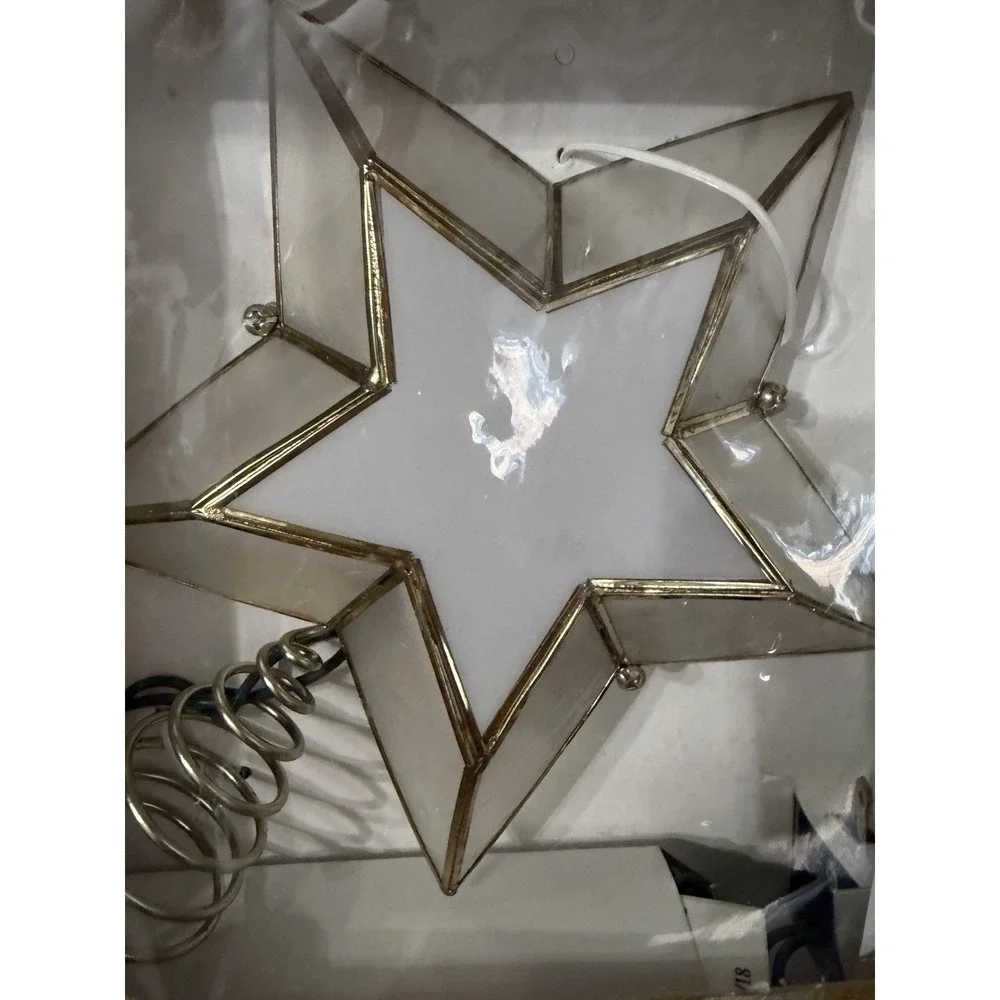 New Kurt Adler 10-Light White Capiz Bethlehem Star Tree Topper